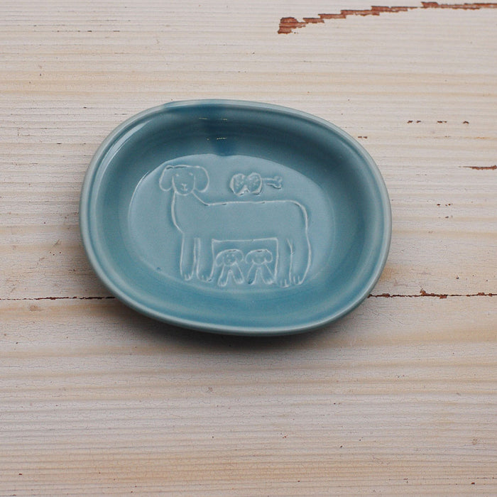 Kurashiki Design Toraneko Bombón Plato Ovalado para Frijoles (Perro Azul)
