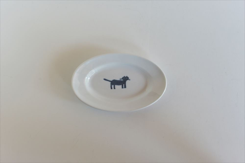 Kurashiki Design Torineko Bonbon Gatto Piatto Ovale (Piccolo)