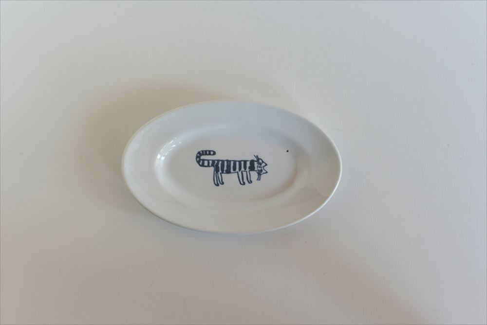 Kurashiki Design Tiger Cat Bonbon Cat ovale plaat (groot)