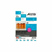 Étiquette autocollante A-One [Jet d'encre] Film brillant super imperméable, transparent, blanc légèrement laiteux, format A4 : 1 face non coupée, 3 feuilles : 3 pièces Numéro de produit 30601 (5 jeux)