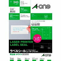 エーワン ラベルシール レーザー 再生紙 12面 20枚 31382