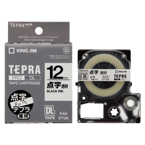 King Jim Tapecartridge Tepra PRO SR6700D Braillelabel 12 mm DT12K transparant