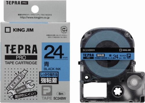 King Jim Tape Cartridge Tepra PRO SC24BW Strong Adhesive 24mm Blue