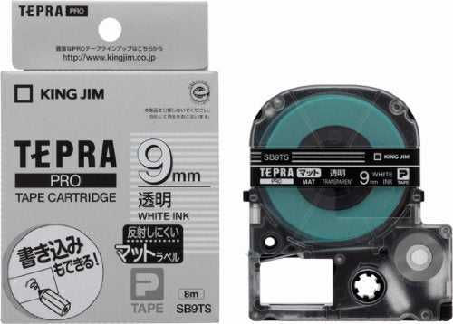King Jim Tape Cartridge Tepra PRO 9mm SB9TS Matte Transparent White Letters