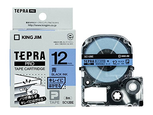 King Jim Tape Cartridge Tepla PRO Clean Peel Label 12mm Blue SC12BE