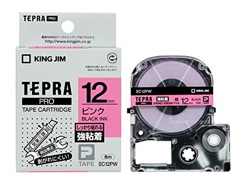 King Jim Tape Cartridge Tepla PRO Strong Adhesive 12mm Pink SC12PW