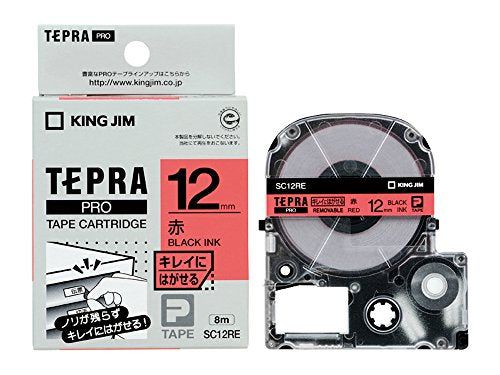 King Jim Tape Cartridge Tepla PRO Clean Peel Label 12mm Red SC12RE