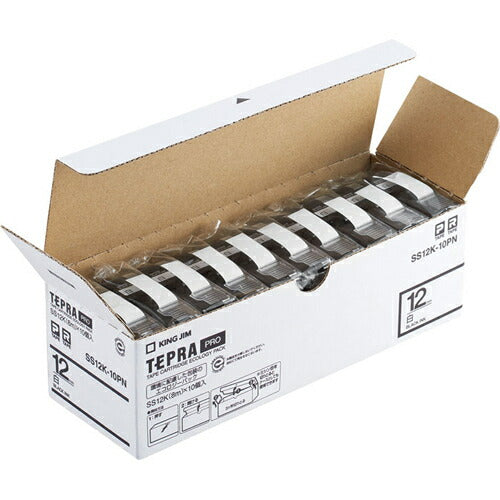 KING JIM SS12K-10PN [Tepra PRO tape eco pack white black letters 12mm width 8m 10 pieces]