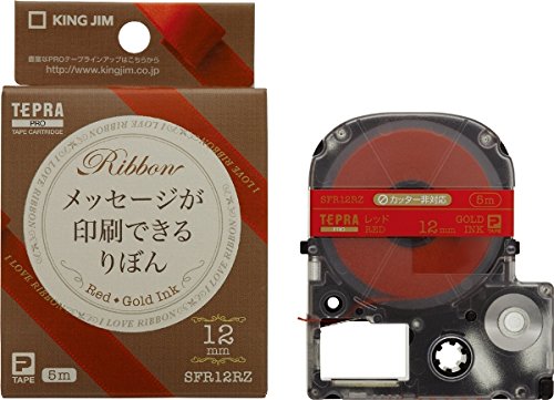 King Jim Tape Cartridge Tepra PRO Ribbon 12mm SFR12RZ Red Gold Letters