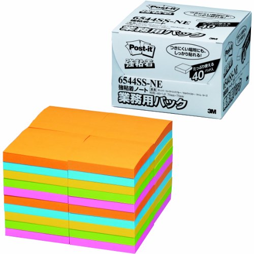 Post-it adesivi forti 75x75mm 90 fogli x 40 pezzi 5 colori per uso aziendale 6544SS-NE