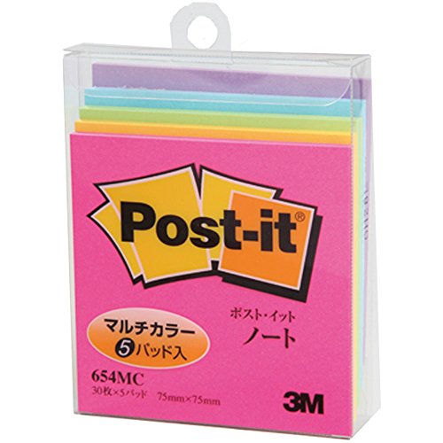 Notas post-it 75x75mm 30 hojas x fluorescentes 5 colores 654MC