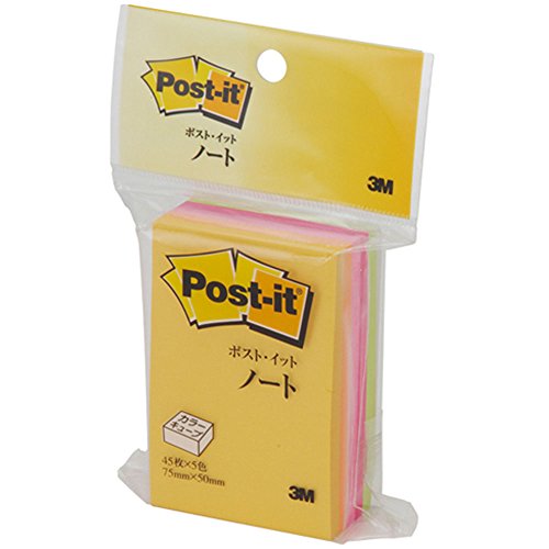 Post-it notes 75x50mm 225 feuilles Fluo 5 couleurs CN-23