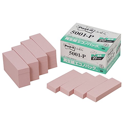 Notes autocollantes Post-it 75x25mm 100 pièces x 20 pièces Rose 5001-P