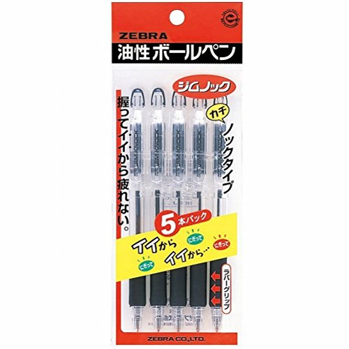 Penna a sfera Zebra a olio Jimknock 0,7 P-KRB-100-BK5 nera 5 pezzi