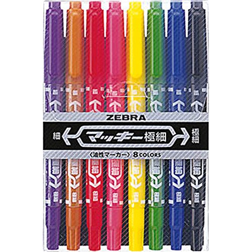 Zebra Oil Pen Mackie Extra Fin 8 Farver MCF-8C