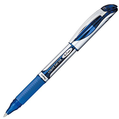 Pentel Gel-Tinten-Kugelschreiber Energel 0,7 mm silberner Schaft, blaue Tinte BL57-C