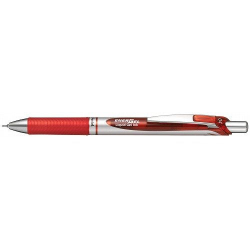 Jenis Pentel Knock Energel 0.4 BLN74-B Paksi perak Dakwat merah