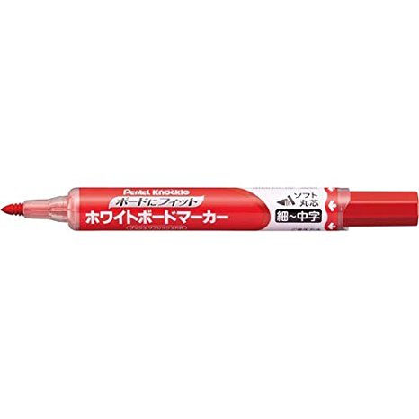 Pentel Whiteboard-Marker, Nockle, weiche, dünne, runde Mine, Rot