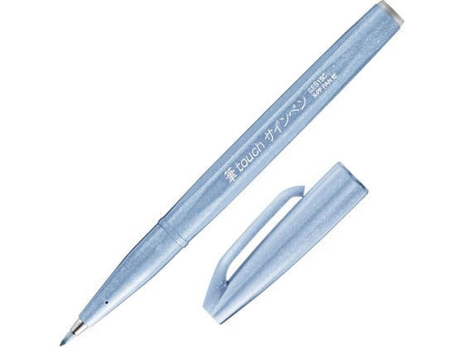 Pena tanda Pentel Fudetouch kelabu biru SES15C-S34902506365095