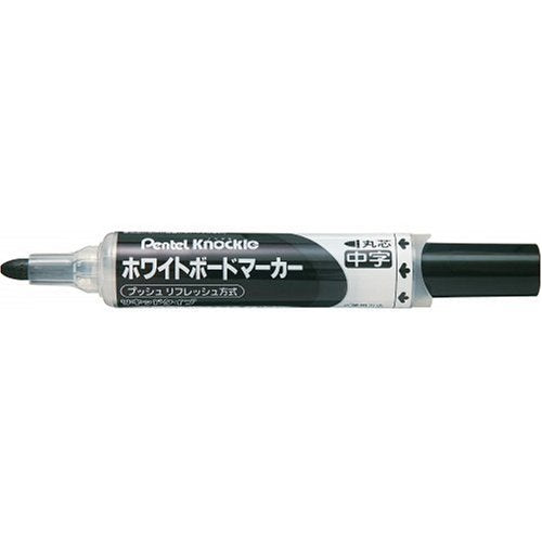 Pentel Packed Whiteboard Marker Nockle Round Core Medium Point Black Ink XMWLM-A
