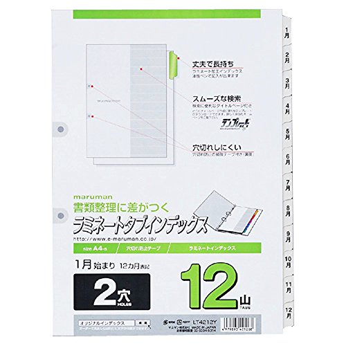 Indice Maruman A4 laminato a 2 fori (con guarnizione rinforzata) Gennaio~Dicembre LT4212Y