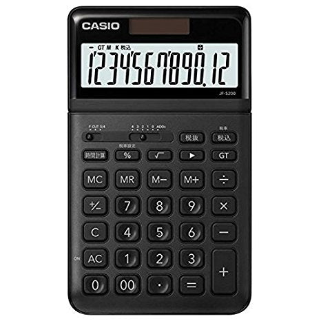カシオ 電卓 12桁 （ブラック）CASIO スタイリッシュ電卓 ジャストタイプ JF-S200-BK