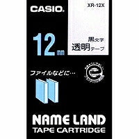 Casio Nameland Tape Cartridge Transparent Tape Transparent/Black Letters 12mm XR-12X