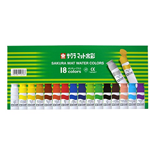 Sakura Crepas Verf Mat Waterverf Polytube 18 Kleuren MW18PE