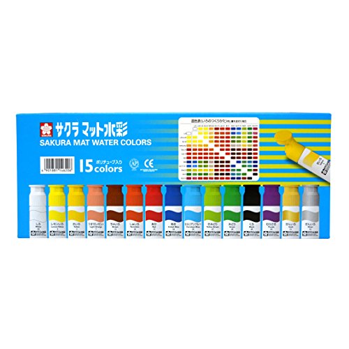 Sakura Crepas Verf Matte Waterverf Polytube 15 Kleuren MW15PR
