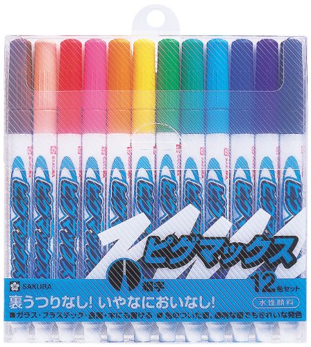 Sakura Crepas Water-based Pen Pigmax Fine Point 12 Colors ZPK-S12