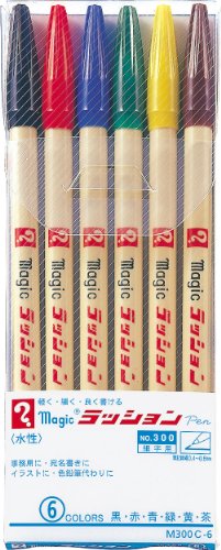 Magic water-based pen Lashon pen fine point 6 colors M300C-6