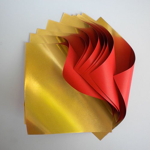 Luksuriøs bladguld origami 15cm rød/guld 10 stk 8101