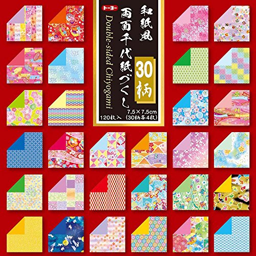 Toyo papel japonés estilo chiyogami doble cara 7,5cm cuadrado 120 hojas 018061