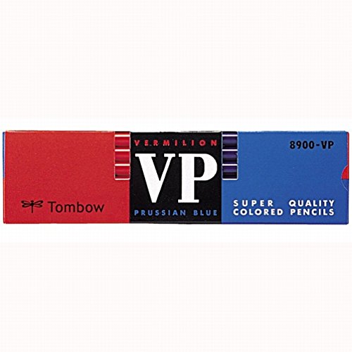 Tombow Crayon Rouge et Bleu 8900VP Tige Ronde 8900-VP Vermillon 1 Douzaine