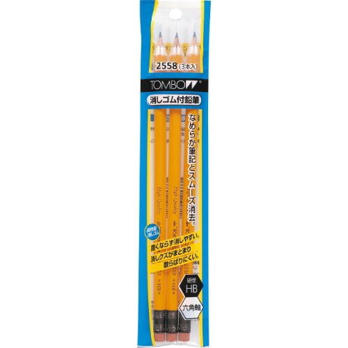 トンボ鉛筆 消しゴム付鉛筆 HB 六角軸 3本入 ACB-360 トンボ鉛筆 4901991053371（5セット）