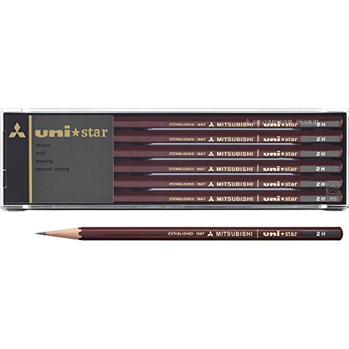 Uni Star Bleistift 2H (12 Stück) Mitsubishi Bleistift 4902778001691