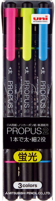 Surligneur crayon Mitsubishi Propass 2 3 couleurs PUS101TN3C2 4902778184233