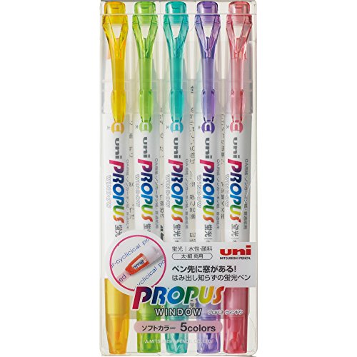 uni Propass Window Soft Color Highlighter Pen (5 styk) Mitsubishi Pencil 4902778133583