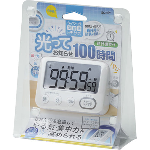 Sonic sonik LV-3288-W [Pemasa 100 jam Toki Sapo dengan dirian, pemberitahuan bercahaya putih] 4970116049643