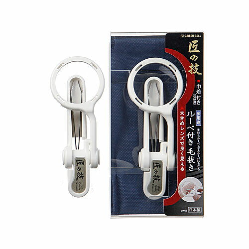 Pinset Ketukangan dengan kaca pembesar dan beg bertali G-1005 Loceng Hijau 4972525533157