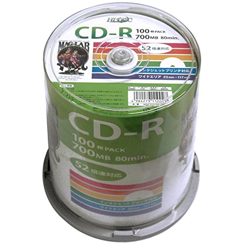 HIDISC CD-R700MB100 Blatt Spindel 52x CD-R HDCR80GP100 Magnetic Research Institute 4984279110027