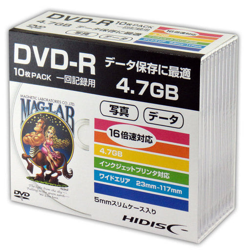 High Disk Data DVD-R 4,7 GB 16x Speed ​​​​5 mm Slim Case HDDR47JNP10SC (10 Discs) Magnetic Research Institute 4984279120590