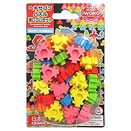 Set di puzzle esagonali con gomme divertenti in blister Iwako 4991685150011