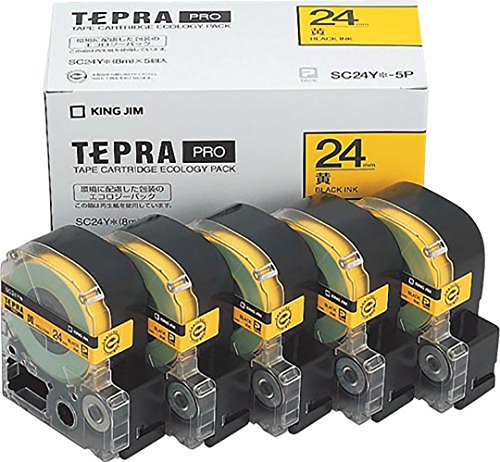 King Jim Tape Cartridge Tepra PRO SC24Y-5P 24mm Eco Pack 5 Pieces Yellow
