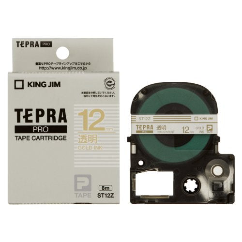 King Jim Tape Cartridge Tepra PRO ST12Z Transparent Gold Letters