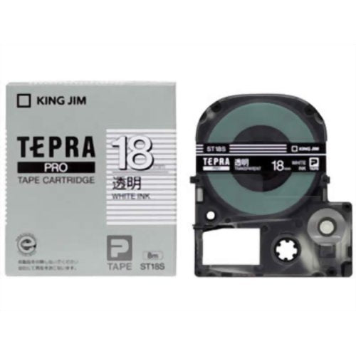 King Jim Tepra PRO tape ST18S (transparent/white text 18mm width)