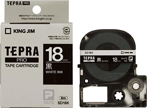 King Jim Tepra PRO Tape SD18K (Vivid Black/White Letters 18mm Width)