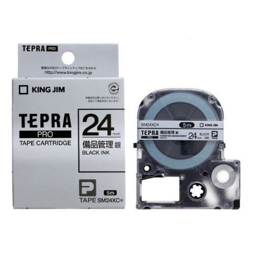 King Jim Tape Cartridge Equipment Management Label Tepra PRO 24mm SM24XC Silver