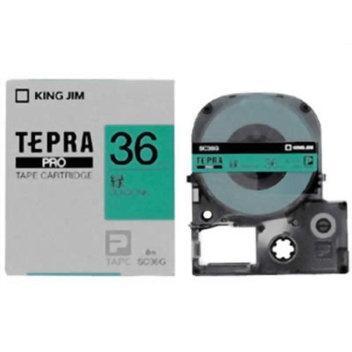 King Jim Tepra PRO tape SC36G (green/black letters 36mm width)