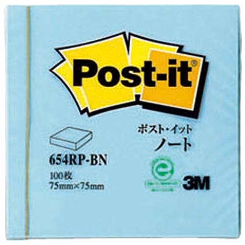 Cuaderno 3M Japan Post-it papel reciclado 75 x 75 Azul 1 libro